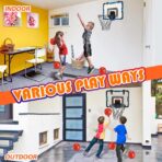 Cos de Baschet pentru Copii, Embo, cu Tablou de Bord Electronic, Minge, Pompa, 2 Moduri, Interior/Exterior, Inel Metalic si Rabatabil cu Arc, Luminos, 41x31x5 cm, Multicolor - imagine 10