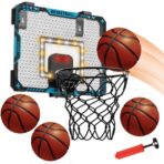 Cos de Baschet pentru Copii, Embo, cu Tablou de Bord Electronic, Minge, Pompa, 2 Moduri, Interior/Exterior, Inel Metalic si Rabatabil cu Arc, Luminos, 41x31x5 cm, Multicolor - imagine 12