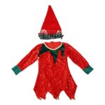 Costum Craciun, Embo, Spiridus, rosu,  7 -9 ani, catifea