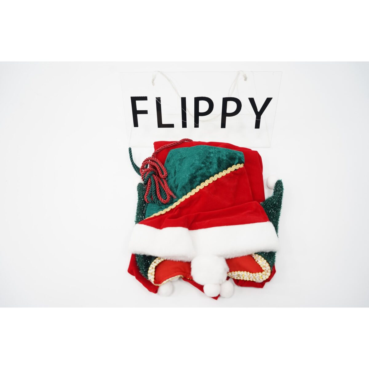 Costum Craciun pentru Fetite, Embo, Spiridus, rosu, 4 - 6 ani, catifea - imagine 3