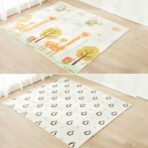 Covoras de Joaca pentru Copii Termic cu 2 Fete, Embo, Model Girafe si Pinguini, cu Spuma, Impermeabil, Antiderapant, 200cm x 180cm x 1cm - imagine 8