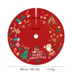 Covoras pentru Bradul de Craciun, Embo, din Tesatura Pufoasa, cu Fundite de Prindere, Model Mos Craciun, Rosu, Diametru 90 cm - imagine 2