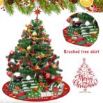 Covoras pentru Bradul de Craciun, Embo, din Tesatura Pufoasa, cu Fundite de Prindere, Model Mos Craciun, Rosu, Diametru 90 cm - imagine 9