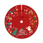 Covoras pentru Bradul de Craciun, Embo, din Tesatura Pufoasa, cu Fundite de Prindere, Model Mos Craciun, Rosu, Diametru 90 cm - imagine 11