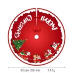 Covoras pentru Bradul de Craciun, Embo, din Tesatura Pufoasa, cu Fundite de Prindere, Model Sania lui Mos Craciun, Rosu, Diametru 90 cm - imagine 8