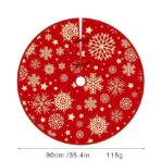 Covoras pentru Bradul de Craciun, Embo, din Tesatura Pufoasa, cu Fundite de Prindere, Model Stelute, Rosu, Diametru 90 cm - imagine 2