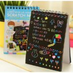 Caiet cu fise razuibile Embo, DIY Magic Scratch, 12 File, Curcubeu, Creion din Lemn, Cartonase negre, 14.5 x 10 cm, albastru - imagine 8