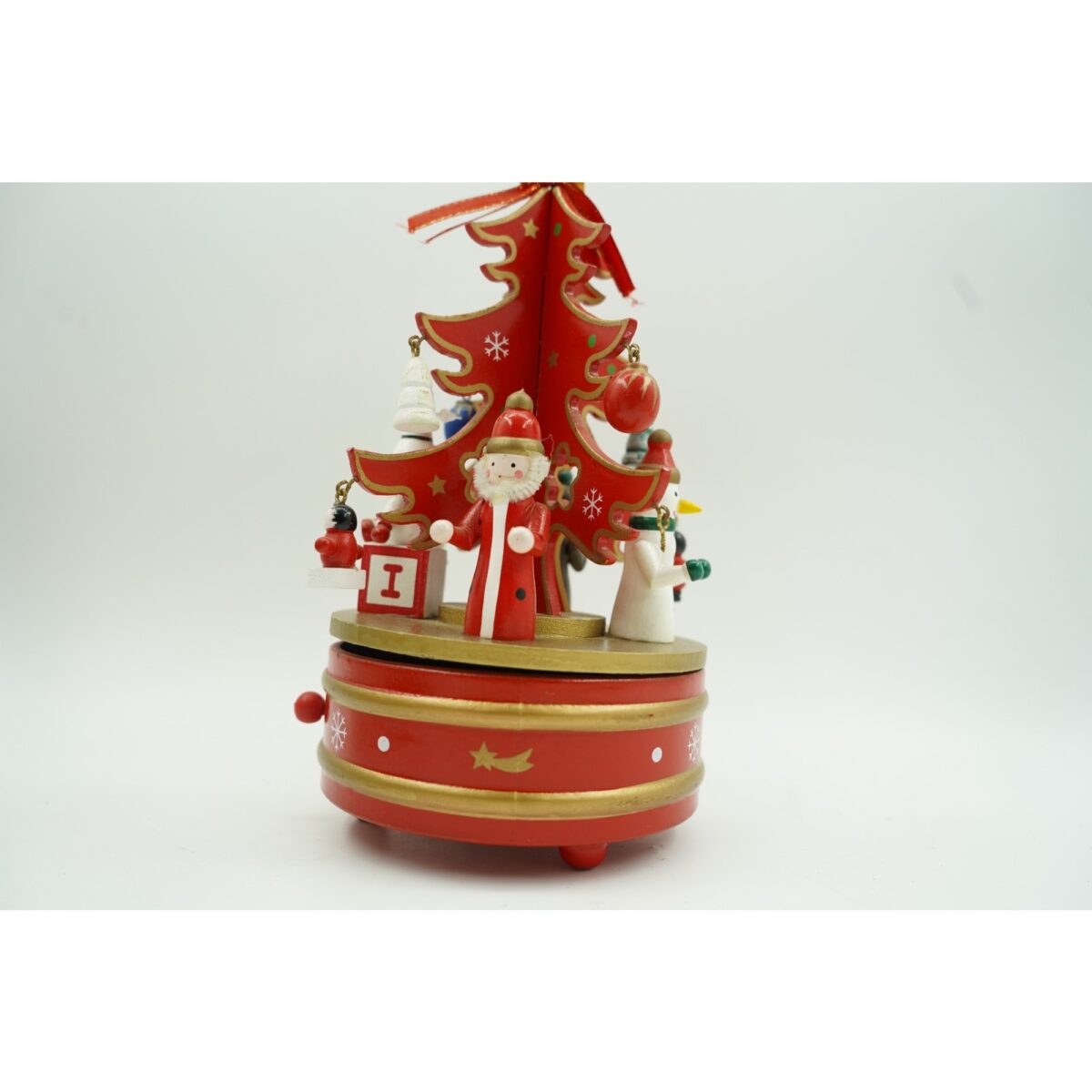 Cutiuta muzicala decorata de Craciun, Bradut, Rosu, din Lemn, 12 cm x 22 cm, Interior, Embo - imagine 2