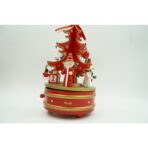 Cutiuta muzicala decorata de Craciun, Bradut, Rosu, din Lemn, 12 cm x 22 cm, Interior, Embo - imagine 2