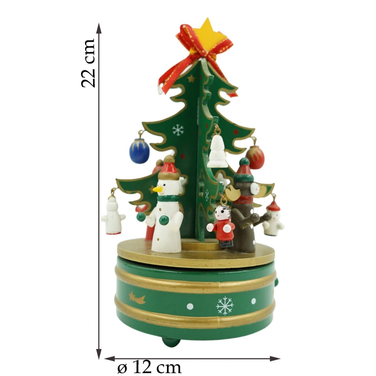 Cutiuta muzicala decorata de Craciun Bradut, Verde, din Lemn, 12 cm x 22 cm, Interior, Embo - imagine 6