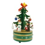 Cutiuta muzicala decorata de Craciun Bradut, Verde, din Lemn, 12 cm x 22 cm, Interior, Embo