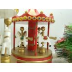 Cutiuta muzicala decorata de Craciun, Carusel rotativ, Rosu, din Lemn, Interior, Embo - imagine 7