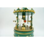 Cutiuta muzicala decorata de Craciun, Carusel rotativ, Verde, din Lemn, Interior, Embo - imagine 2