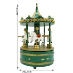 Cutiuta muzicala decorata de Craciun, Carusel rotativ, Verde, din Lemn, Interior, Embo - imagine 6