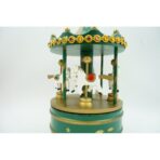 Cutiuta muzicala decorata de Craciun, Carusel rotativ, Verde, din Lemn, Interior, Embo - imagine 7