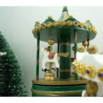 Cutiuta muzicala decorata de Craciun, Carusel rotativ, Verde, din Lemn, Interior, Embo - imagine 9