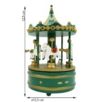 Cutiuta muzicala decorata de Craciun, Carusel rotativ, Verde, din Lemn, Interior, Embo - imagine 11