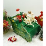 Cutiuta muzicala decorata, Sania lui Mos Craciun, Verde, din Lemn, 16 cm x 18.5 cm, Interior, Embo - imagine 10