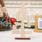 Decoratiune de Craciun din Lemn, Embo, pentru Masa, Scris We Wish You A Merry Christmas, Model Bradut, 21.5x12.2x4 cm, Multicolor - imagine 3