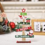 Decoratiune de Craciun din Lemn, Embo, pentru Masa, Scris We Wish You A Merry Christmas, Model Bradut, 21.5x12.2x4 cm, Multicolor - imagine 5