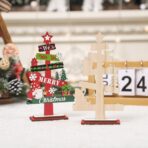 Decoratiune de Craciun din Lemn, Embo, pentru Masa, Scris We Wish You A Merry Christmas, Model Bradut, 21.5x12.2x4 cm, Multicolor - imagine 7