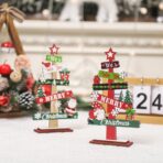 Decoratiune de Craciun din Lemn, Embo, pentru Masa, Scris We Wish You A Merry Christmas, Model Bradut, 21.5x12.2x4 cm, Multicolor - imagine 9