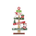Decoratiune de Craciun din Lemn, Embo, pentru Masa, Scris We Wish You A Merry Christmas, Model Bradut, 21.5x12.2x4 cm, Multicolor