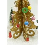 Decoratiune Craciun, Brad, Auriu, 6 cavitati cu ornamente, 12 cm x 20 cm, Lemn, Embo - imagine 10