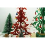 Decoratiune Craciun, Brad, Rosu/Alb, 8 cavitati cu ornamente, 18.5 cm x 33 cm, Lemn, Embo - imagine 8