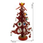 Decoratiune Craciun, Brad, Rosu/Alb, 8 cavitati cu ornamente, 18.5 cm x 33 cm, Lemn, Embo - imagine 11
