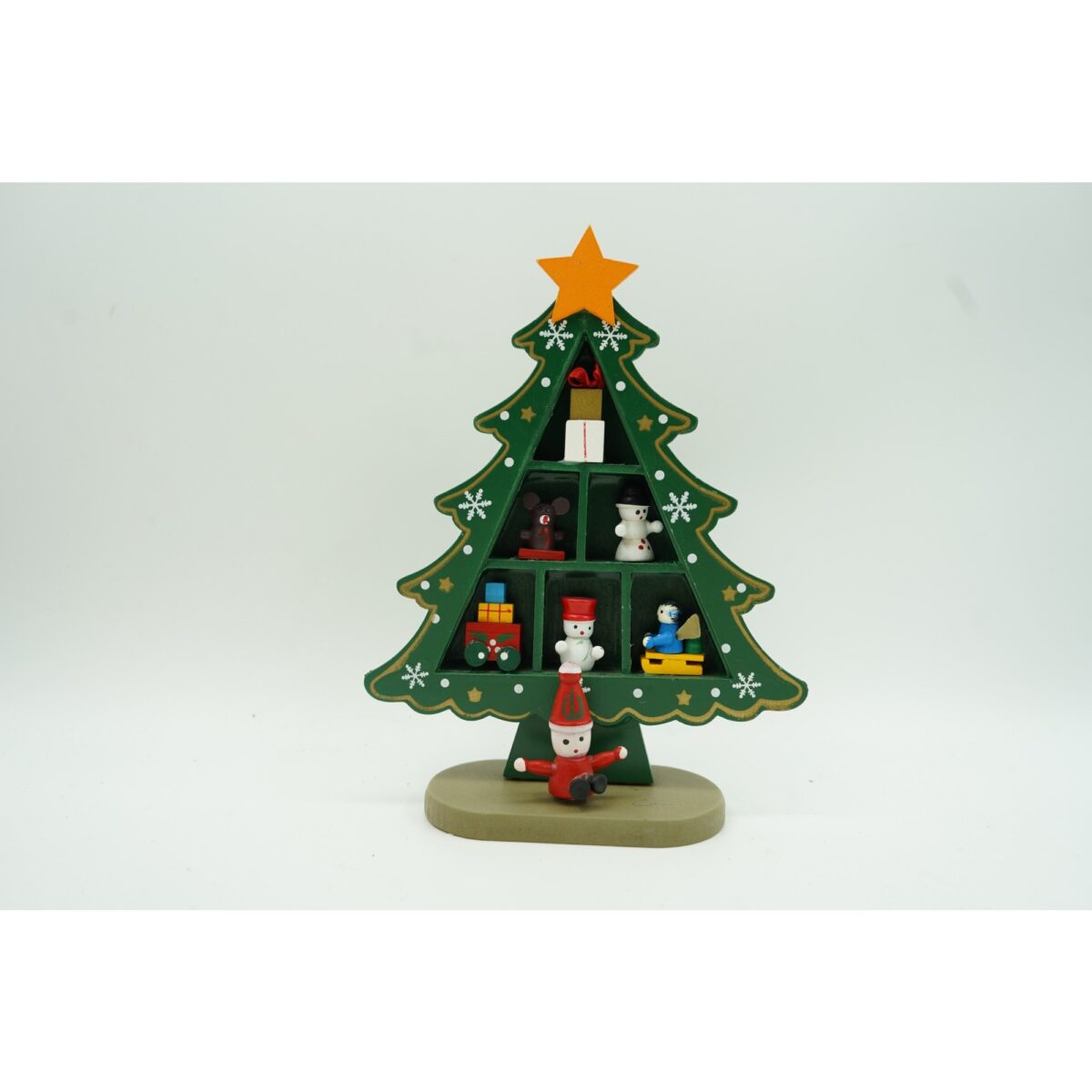 Decoratiune Craciun, Brad, Verde, 3 randuri cu ornamente, 12 cm x 18 cm, Lemn, Embo - imagine 2