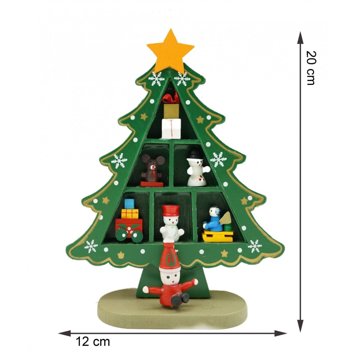 Decoratiune Craciun, Brad, Verde, 3 randuri cu ornamente, 12 cm x 18 cm, Lemn, Embo - imagine 5
