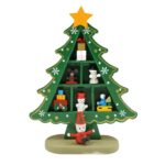 Decoratiune Craciun, Brad, Verde, 3 randuri cu ornamente, 12 cm x 18 cm, Lemn, Embo