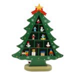 Decoratiune Craciun, Brad, Verde, 5 cavitati cu ornamente, 22 cm x 29 cm, Lemn, Embo