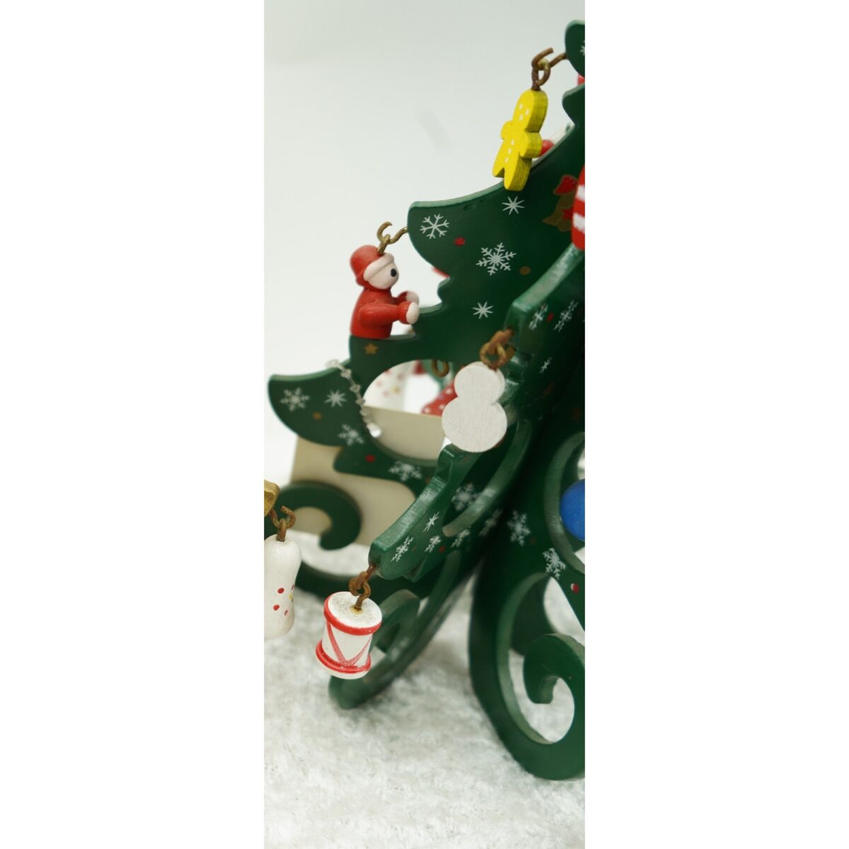 Decoratiune Craciun, Brad, Verde, 6 cavitati cu ornamente, 12 cm x 20 cm, Lemn, Embo - imagine 3