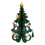 Decoratiune Craciun, Brad, Verde, 6 cavitati cu ornamente, 12 cm x 20 cm, Lemn, Embo