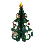 Decoratiune Craciun, Brad, Verde, 6 cavitati cu ornamente, 12 cm x 20 cm, Lemn, Embo