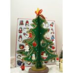 Decoratiune Craciun, Brad, Verde, 8 cavitati cu ornamente, 18.5 cm x 25 cm, Lemn, Embo - imagine 2