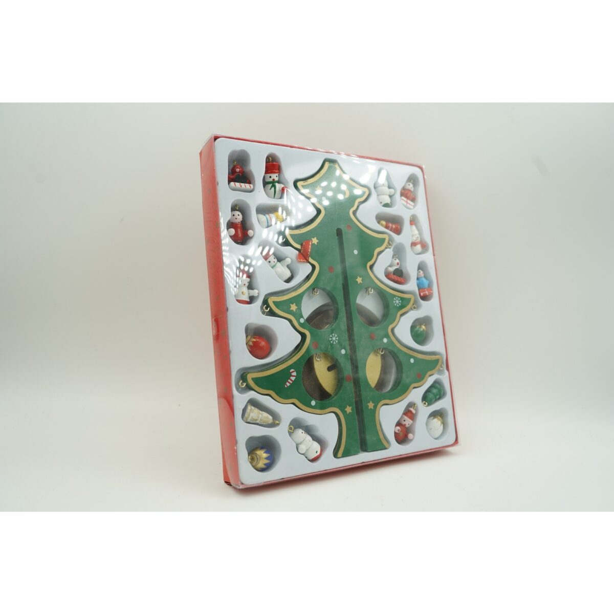 Decoratiune Craciun, Brad, Verde, 8 cavitati cu ornamente, 18.5 cm x 25 cm, Lemn, Embo - imagine 4