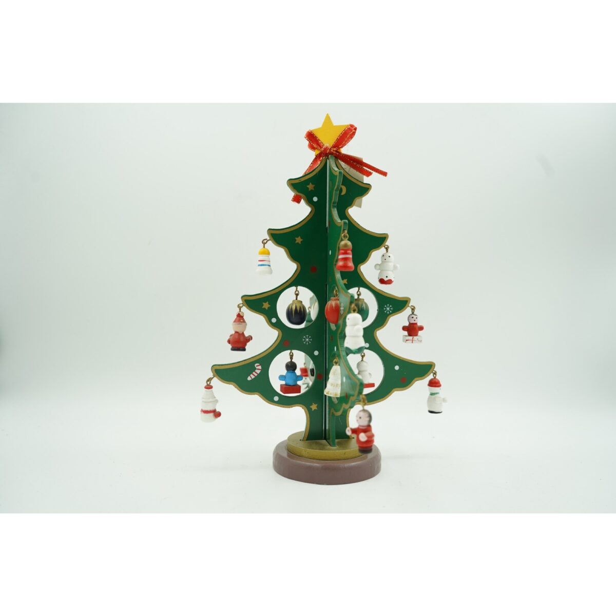 Decoratiune Craciun, Brad, Verde, 8 cavitati cu ornamente, 18.5 cm x 25 cm, Lemn, Embo - imagine 5