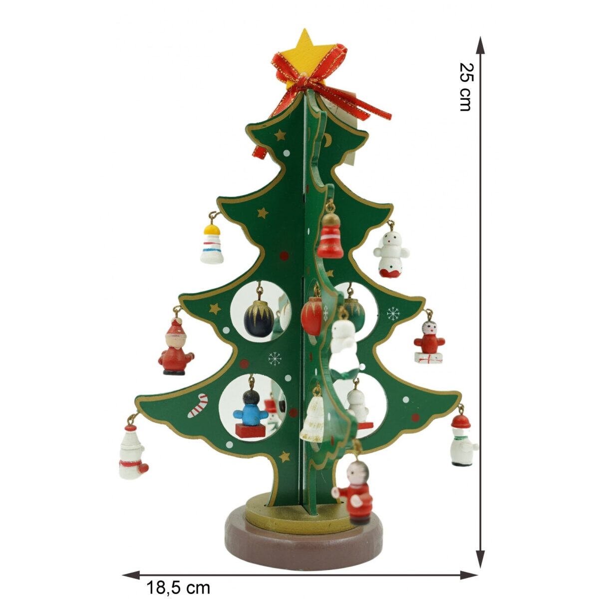 Decoratiune Craciun, Brad, Verde, 8 cavitati cu ornamente, 18.5 cm x 25 cm, Lemn, Embo - imagine 6