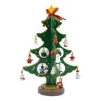 Decoratiune Craciun, Brad, Verde, 8 cavitati cu ornamente, 18.5 cm x 25 cm, Lemn, Embo
