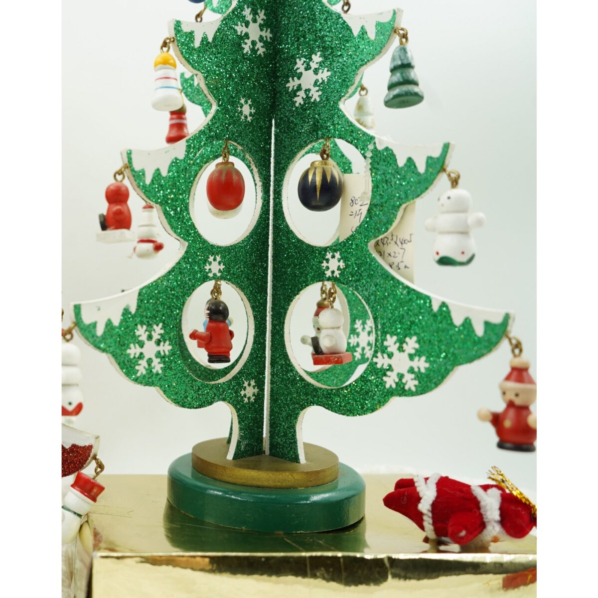 Decoratiune Craciun, Brad, Verde/Alb, 8 cavitati cu ornamente, 18.5 cm x 33 cm, Lemn, Embo - imagine 2