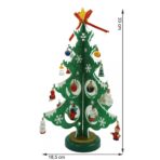 Decoratiune Craciun, Brad, Verde/Alb, 8 cavitati cu ornamente, 18.5 cm x 33 cm, Lemn, Embo - imagine 6