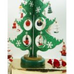 Decoratiune Craciun, Brad, Verde/Alb, 8 cavitati cu ornamente, 18.5 cm x 33 cm, Lemn, Embo - imagine 7