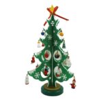 Decoratiune Craciun, Brad, Verde/Alb, 8 cavitati cu ornamente, 18.5 cm x 33 cm, Lemn, Embo
