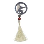 Decoratiune de Craciun, Embo, pentru Brad, Model Ren cu Clopotel, Lucios, Argintiu