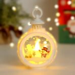 Decoratiune Craciun tip Felinare cu baterii, 13.5 x 9 cm,Lumanare cu geam si inscriptie om de zapada,lumina alb cald,baterii incluse,Alb - imagine 2