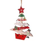 Decoratiune de Craciun din Lemn, Embo, cu Snur pentru Agatare in Brad, Model Brad de Craciun si Om de Zapada, Scris We Wish You A Merry Christmas, 17x12.8x0.4 cm, Multicolor
