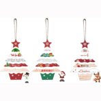 Decoratiune de Craciun din Lemn, Embo, cu Snur pentru Agatare in Brad, Model Brad de Craciun si Ren, Scris We Wish You A Merry Christmas, 17x12.8x0.4 cm, Multicolor - imagine 4